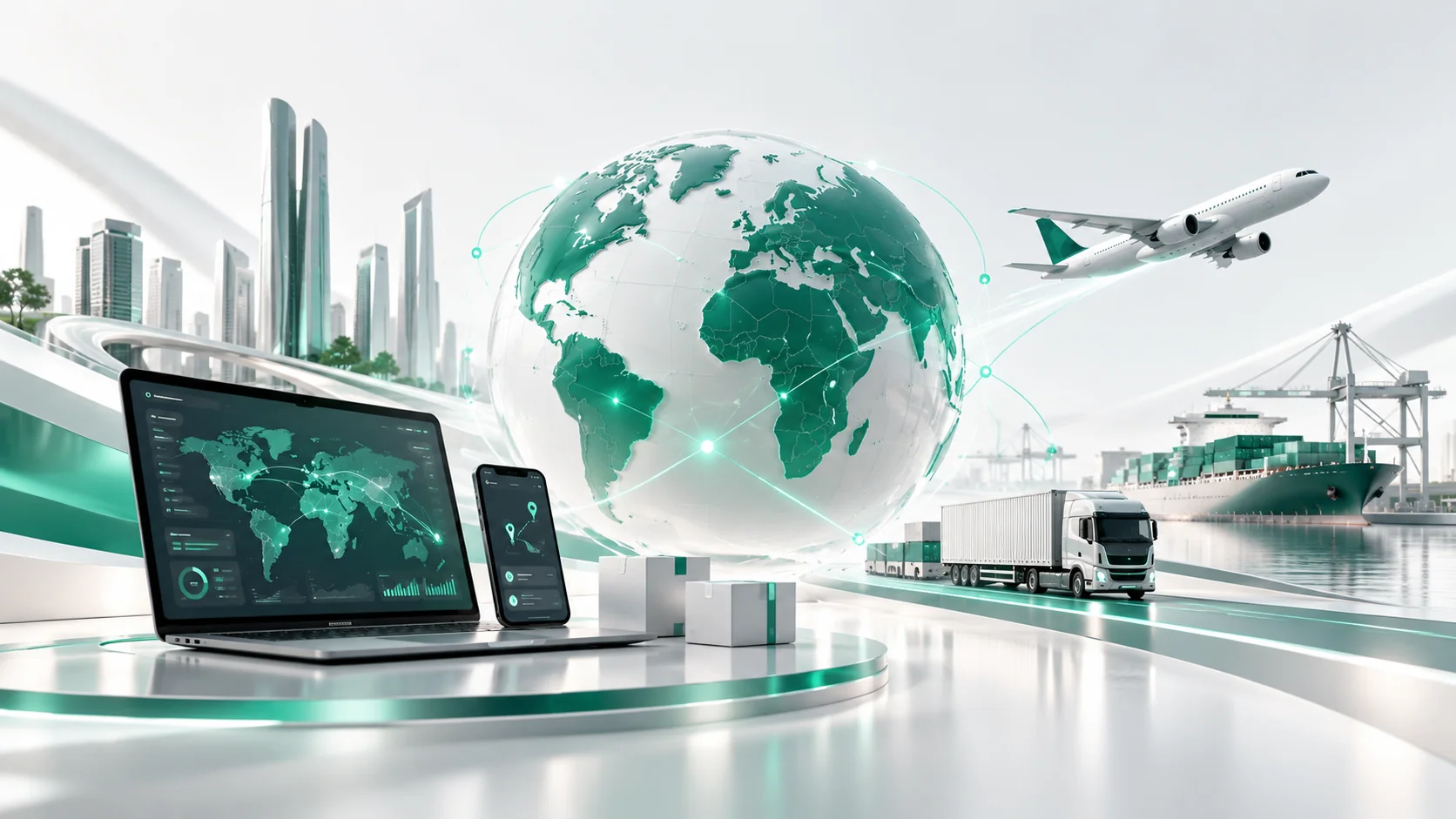 Digital technology, connectivity and logistics concept